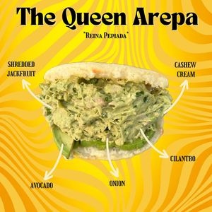 If you are and Avocado Lover this is you Go-To Arepa. The Queen is so good that you won't know it's a vegan version of the popular Venezuelan Reina Pepiada Arepa at Pacha Roots in Miami