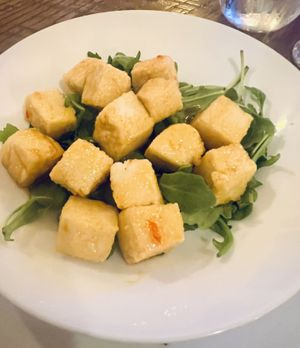 Sweet chili tofu bites. Tasty but not a lot for $9  at Saucony Creek Brewing in Kutztown