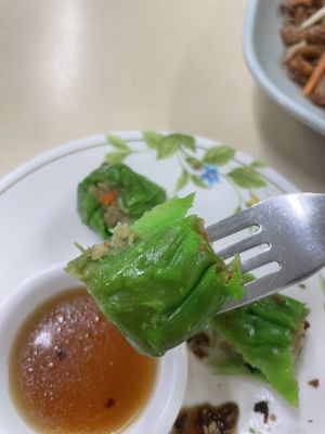 Dumpling close-up  at Sutunthip Vegetarian Food in Bangkok