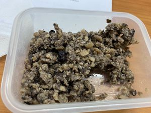 Pad Nam Leab with Omni Meat ( Stir Fried Omni Meat with Chinese Olive) at Sutunthip Vegetarian Food in Bangkok