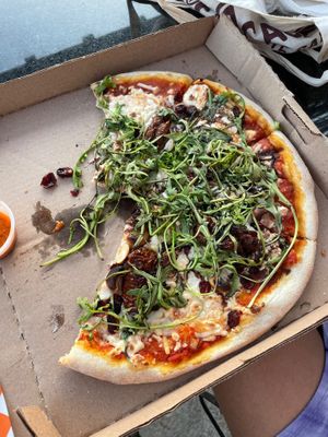 Best vegan pizza in Playa! Love the premium La Tóxica!  at Vegan Spot by Revolution in Playa Del Carmen