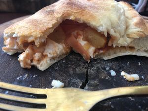 Inside the calzone  at Vegan Spot by Revolution in Playa Del Carmen
