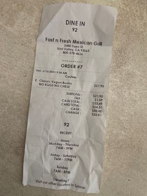  at Fast N Fresh Mexican Grill in Simi Valley