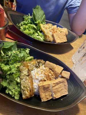 Both vegan with summer rolls and tofu  at Bep Bu - Vietnamese Street Food in Munich