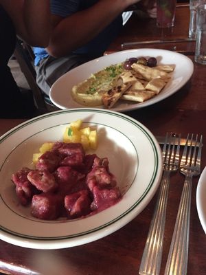 Purple haze seitan wings and hummus with pita at New World Bistro Bar in Albany