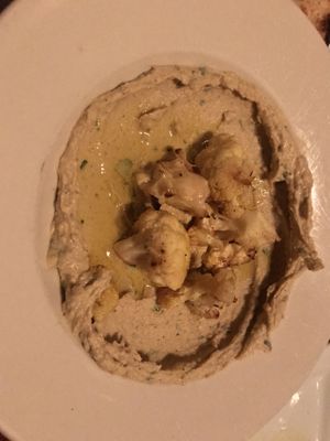 The best hummus I’ve ever had. It had a perfect balance of garlic and lemon. It was delicious.  at New World Bistro Bar in Albany