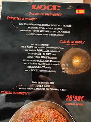 carta actual (invierno 2023) at Roce in Cambrils