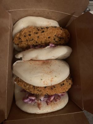Sweet potato bao buns (comes with vegan mayo & Asian slaw)  at Rayu Pan Asian in Tamworth