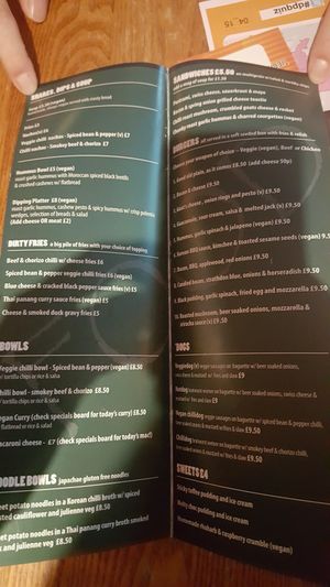 Full menu at Brass Monkey Leith in Edinburgh