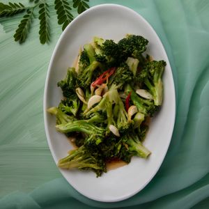 Broccoli with Whole Garlic (Vegan)   at Malaka Spice in Pune