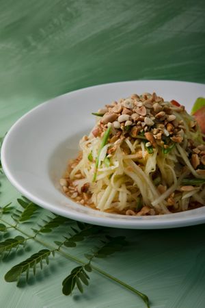 Tangy Green Papaya Salad (Vegan) at Malaka Spice in Pune