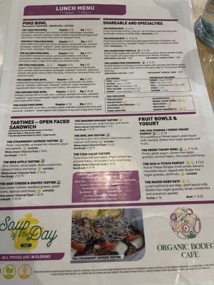 So many vegan options clearly marked  at Organic Bodega Cafe in Oranjestad