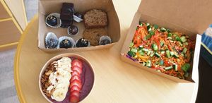 Acai bowl, Thai salad, vegan snacks at Sprout in Muscat