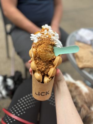 Hot waffle cone  at Lick in Bakewell