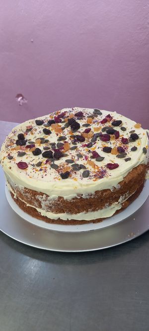 Vegan Carrot Cake  at Roots Cafe in Perranporth