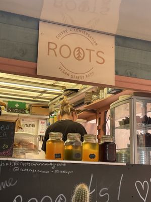   at Roots Cafe in Perranporth