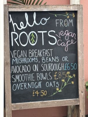   at Roots Cafe in Perranporth