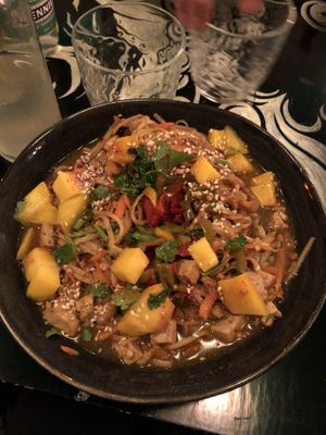 Palawan noodles with soup (wouldn’t recommend the soup)   at Yvonne & Nala in Geneva