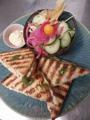 Vegan croque at Breakfast with Flowers in Londerzeel