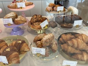 the best choco / almond / both mixed / pistachio / custard etc croissants   at Chaumont Bakery & Cafe in Santa Monica