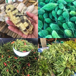 Produce including sticky corn at Weekly Market in Chiang Mai