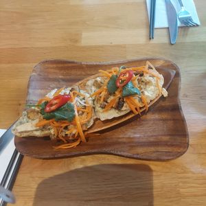 Open tofu baguette at Non Viet Hai in Glasgow