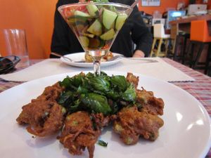 Banana Blossom Curry Cakes at Brown Rice Organic Bistro in Chiang Mai