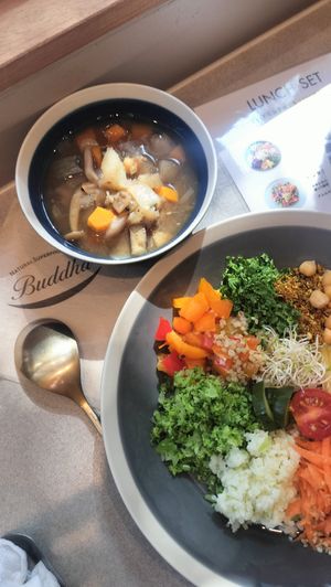 Buddha bowl with soup at Buddha in Osaka
