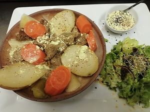 seitan fish like and aioli sauce at La Goutine in Limoux