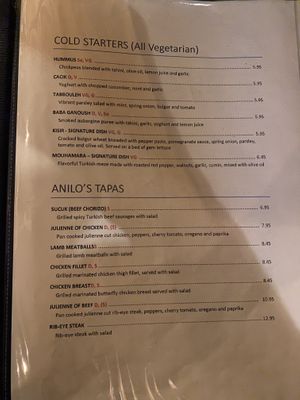 Starters  at Anilo's Kitchen in London