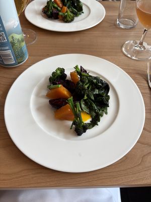 Carrot, squash, broccoli and greens in an amazing duo of sauces  at Wilson's  in Bristol