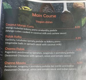 Menu  at Hurry Curry Indian Restaurant in Klaipeda