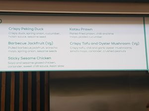 Bao Menu at Bao Down in Newcastle Upon Tyne