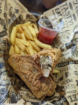 Banana blossom fish at Vegan Bar in Naperville