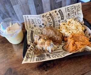 Plant Based Salisbury Steak w/ Mac and Cheese, Mashed Potatoes and Gravy 🤤 🍂🍁 at Vegan Bar in Naperville