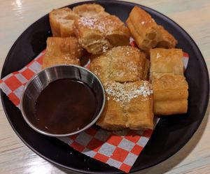 Chinese doughnut with chocolate sauce at The Chomp in Portland
