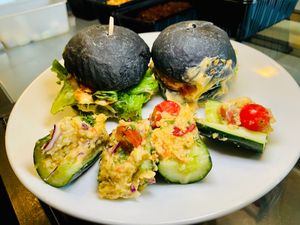 Vegan burgers and sides at Grow Vegan in Koh Samui