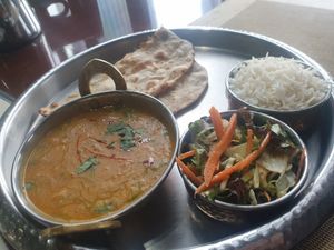 Dahl and roti - 5/10 the salad wasn't needed either at Bombay Brau in Incheon