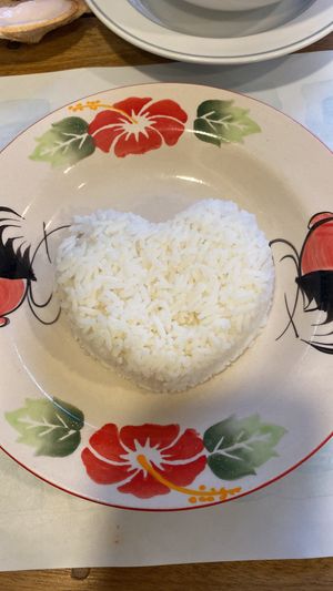 Rice in a heart shape  at Patong Corner Restaurant in Phuket