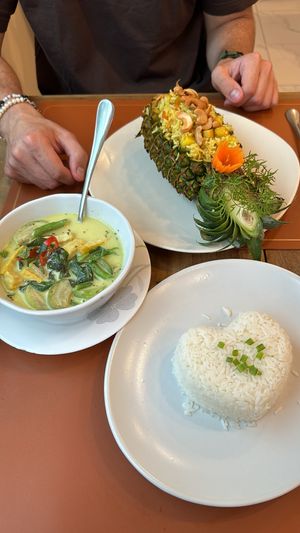 Green curry and pineapple fried rice   at Patong Corner Restaurant in Phuket