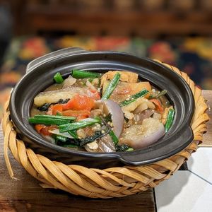 Vegan Stewed Aubergine and Tofu at Met Vietnamese Restaurant in Hanoi