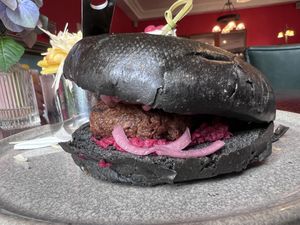 Vegan burger option at the bar   at Lough Eske Castle in Donegal
