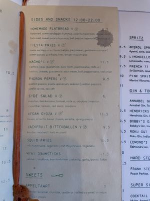 Menu   at de Tulp in Amsterdam