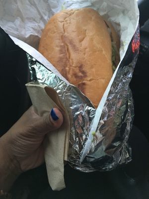 Huge vegan Carne Asada sandwich! at Ranchos Cocina in San Diego