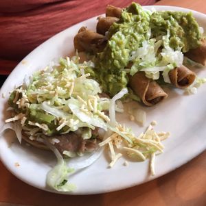 Rolled potato tacos and bean sope at Ranchos Cocina in San Diego