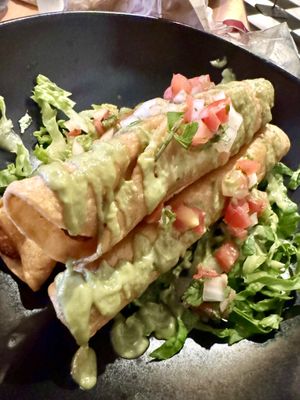 Rolled potato tacos  at Ranchos Cocina in San Diego