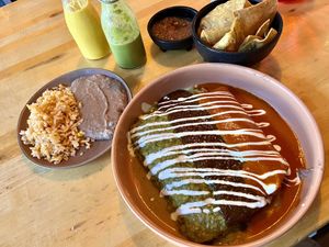 Veggie Trio Enchiladas   at Ranchos Cocina in San Diego