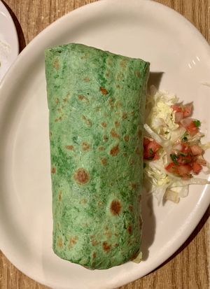 Rice and Bean burrito with vegan chicken at Ranchos Cocina in San Diego
