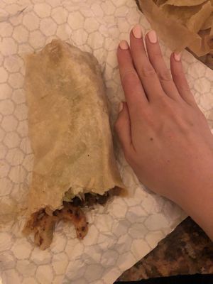 Surf and turf burrito (V shrimp & V carne asada) huge portion. at Ranchos Cocina in San Diego