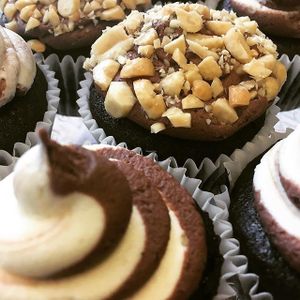 Chocolate & vanilla and Snickers Cupcakes at Purely Scrumptious in Portsmouth